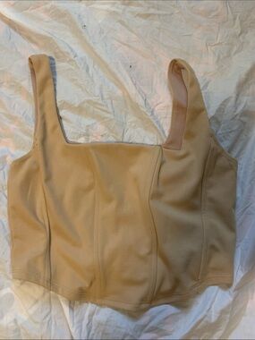 Women's Beige Square-Neck Tank Top